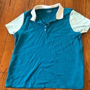 Lands' End Teal and White Polo Shirt